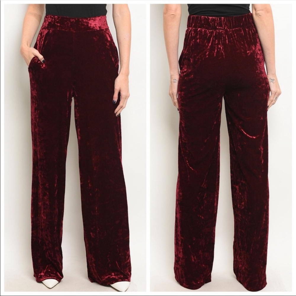 LAST ONE (Medium) - High Waisted Velvet Pants - Picture 2 of 4